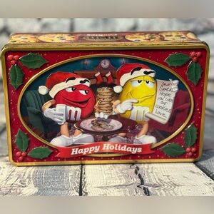 Vintage Red And Yellow M&M'S Cookies Holiday Tin Box - Empty